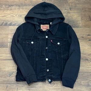 Levi's Black Hooded Button Down Denim Jacket - Women's Jean Jacket